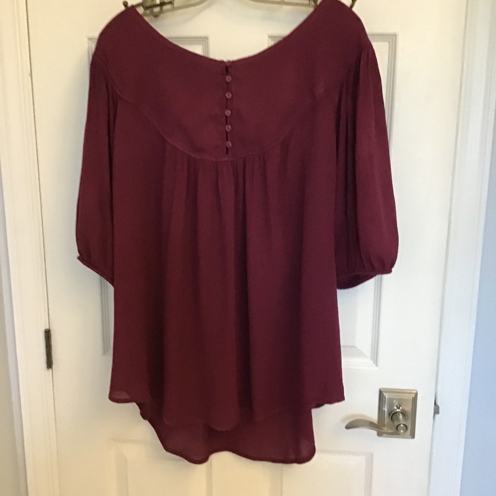 Wine red Tunic top 3/4 sleeve size XXL polyester